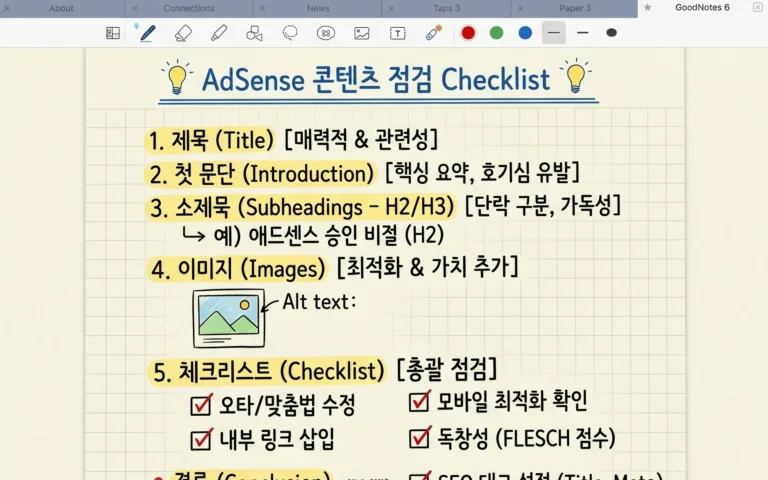 AdSense 콘텐츠 점검을 위한 글 구조 기준 이미지